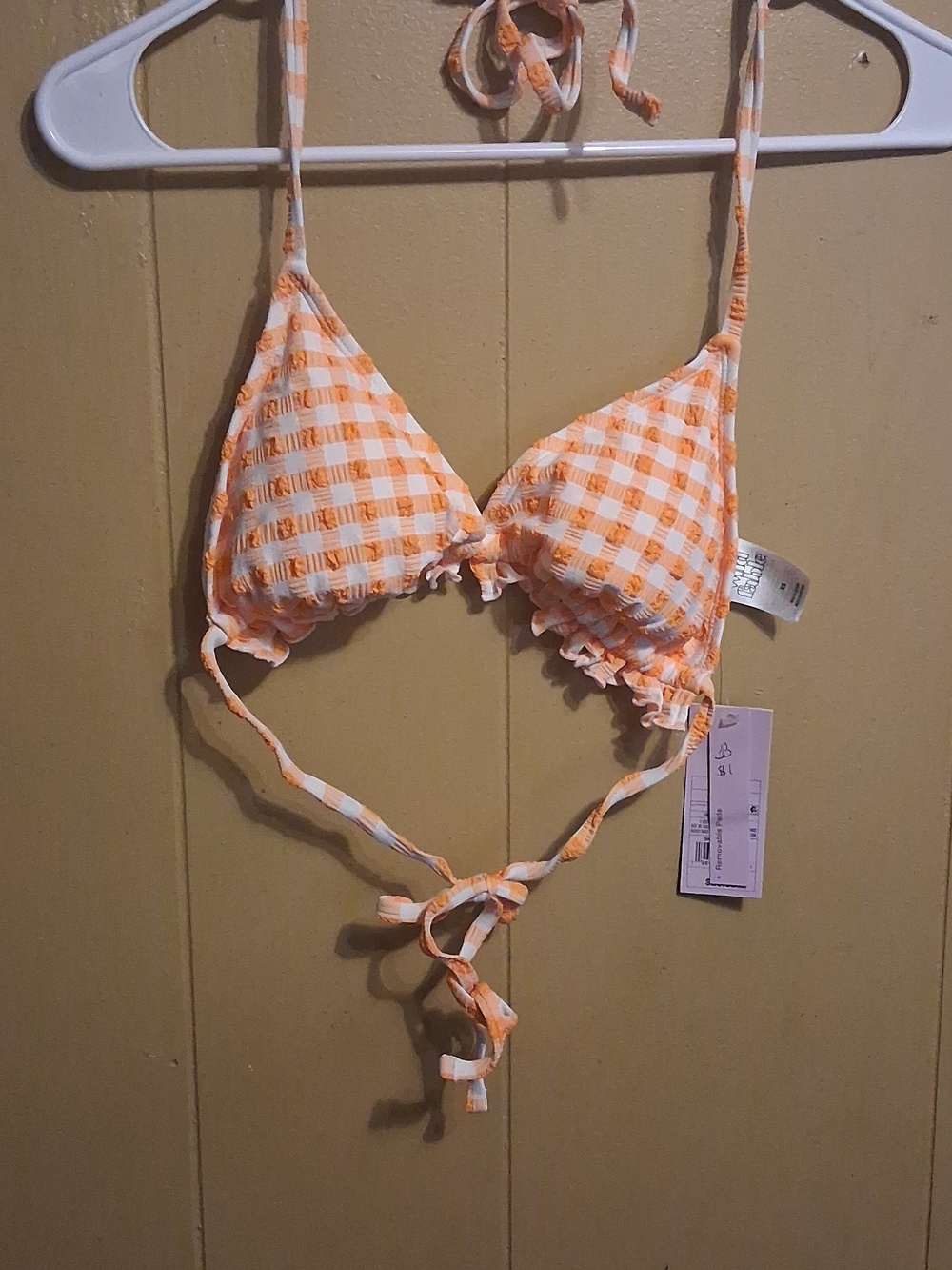 Wild Fable  Orange Gingham Triangle Bikini Top